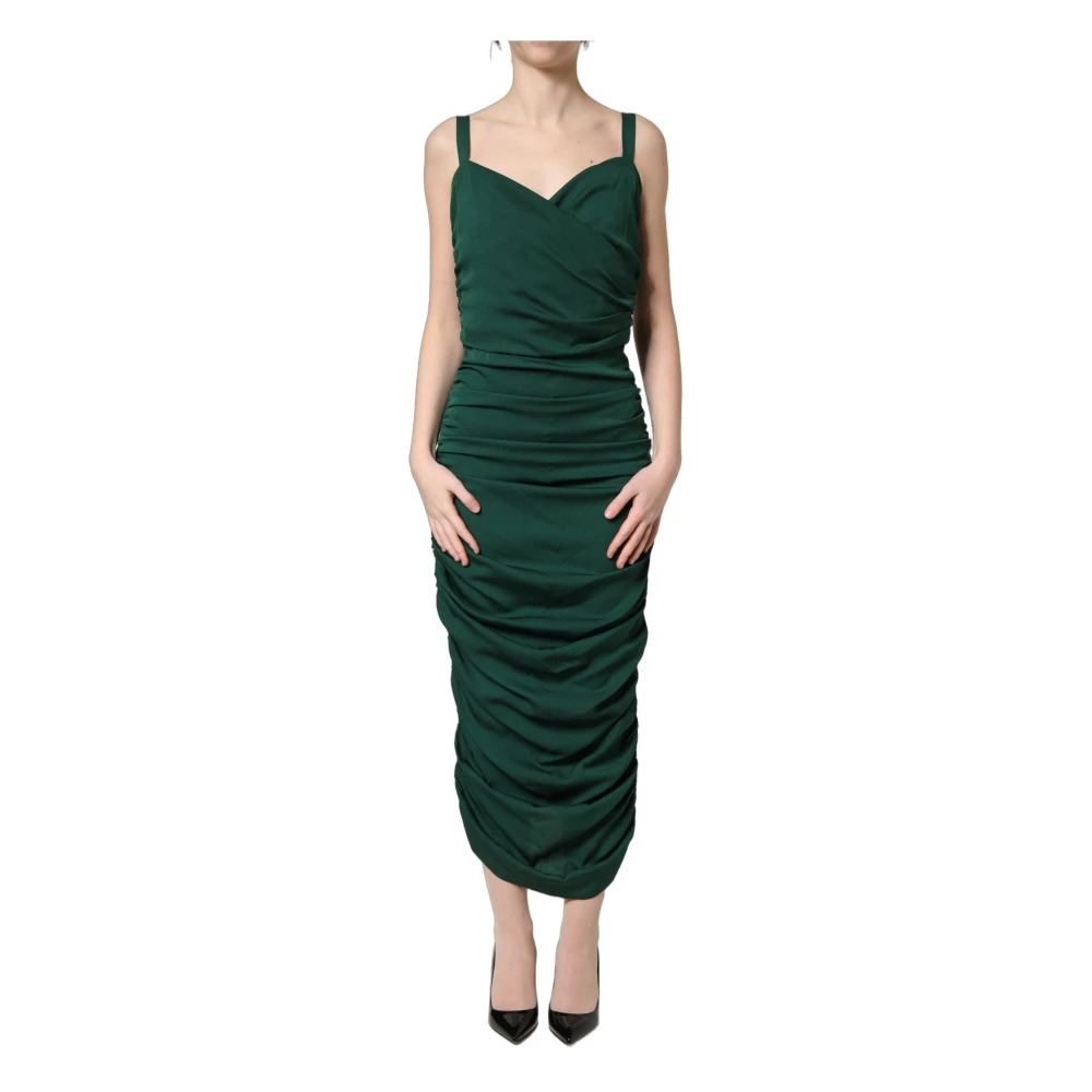 Dolce & Gabbana Women's Green Ruched Sweetheart Bodycon Midi Dress - Midi Dresses - Xs - Dresses