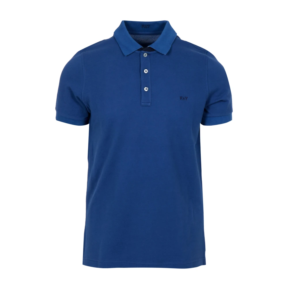 Fay Men's Blue Polo Shirts, L, Polo In Piquet Stretch