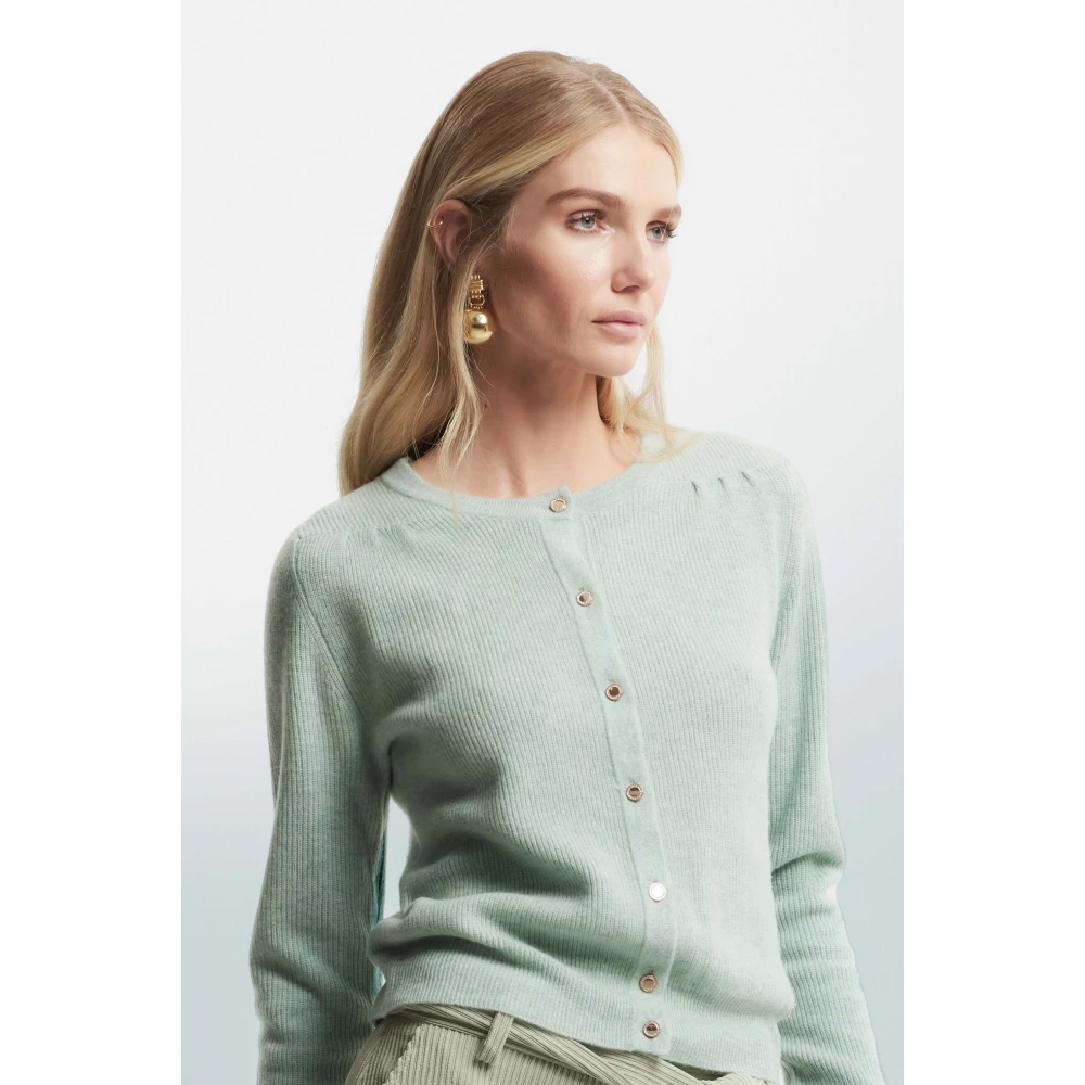 Kocca Wollen Gebreide Vest Met Knopen Green Dames
