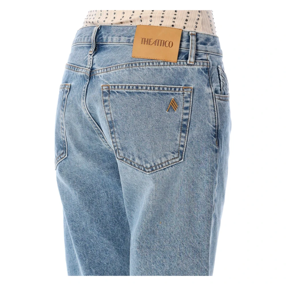 The Attico Denim Boyfriend Shorts Blue Dames
