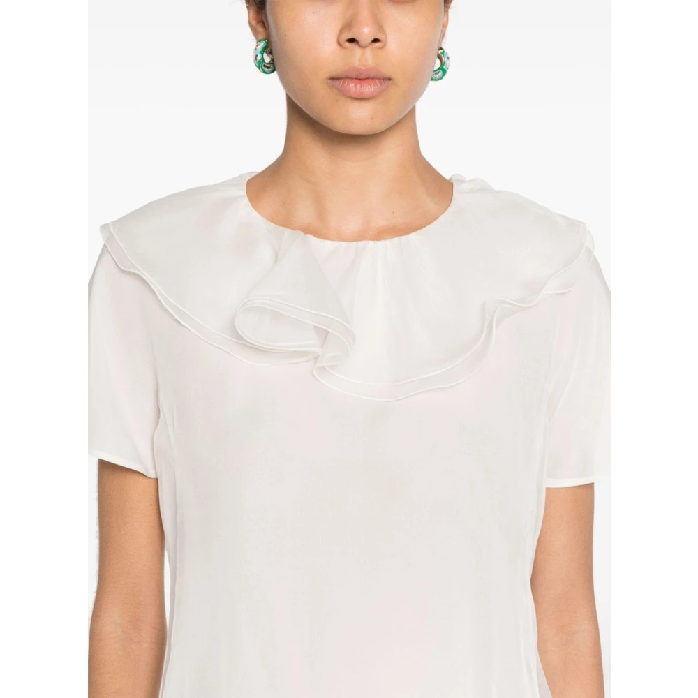 Emporio Armani Witte Zijden Gerimpelde Top White Dames