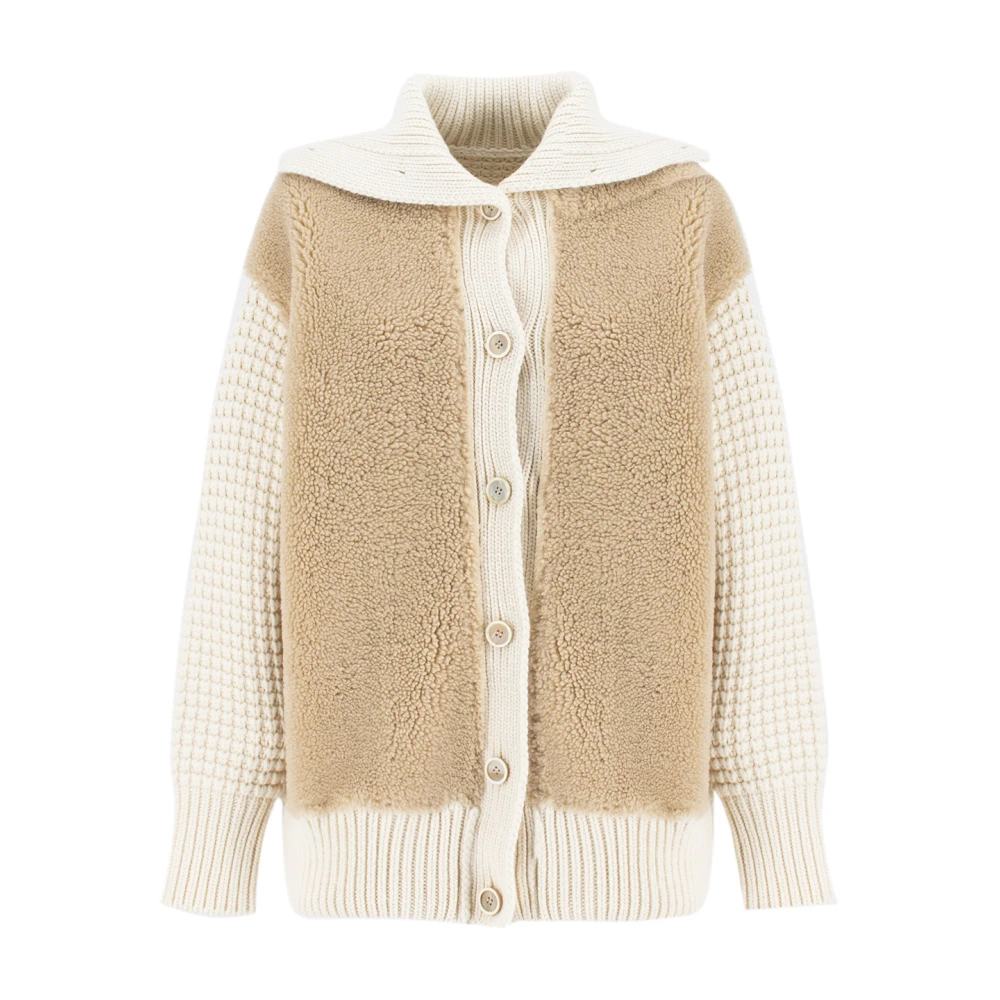 Fabiana Filippi Gerimpelde Shearling Aviator Jacket Brown Dames