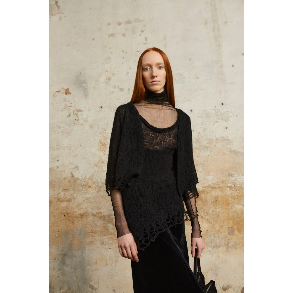 Cortana Onye top in alpaca zijde en kasjmier zwart Black Dames