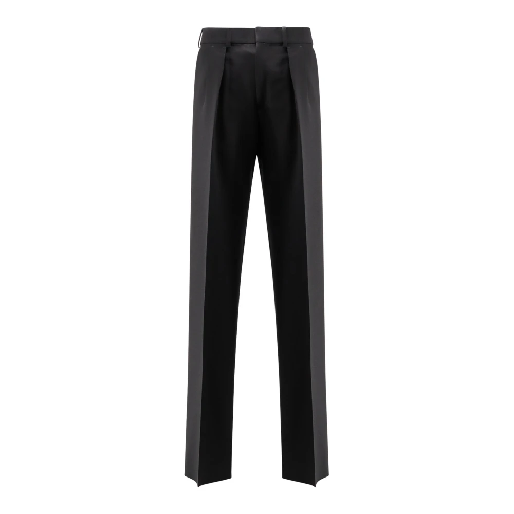 Tom Ford Men's Black Wool Trousers Hook Closure - Straight Trousers - L - Trousers