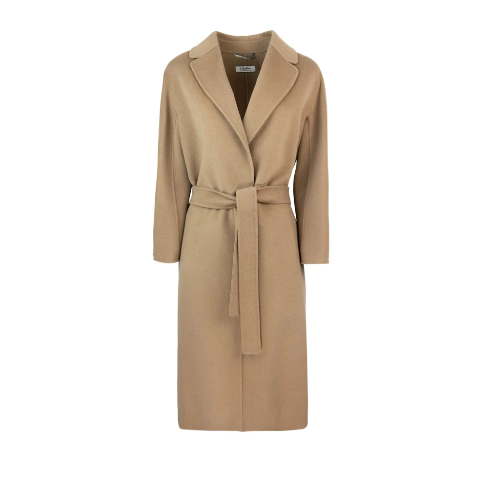 Max Mara Studio Midi Wrap Coat in zuivere wol Brown Dames