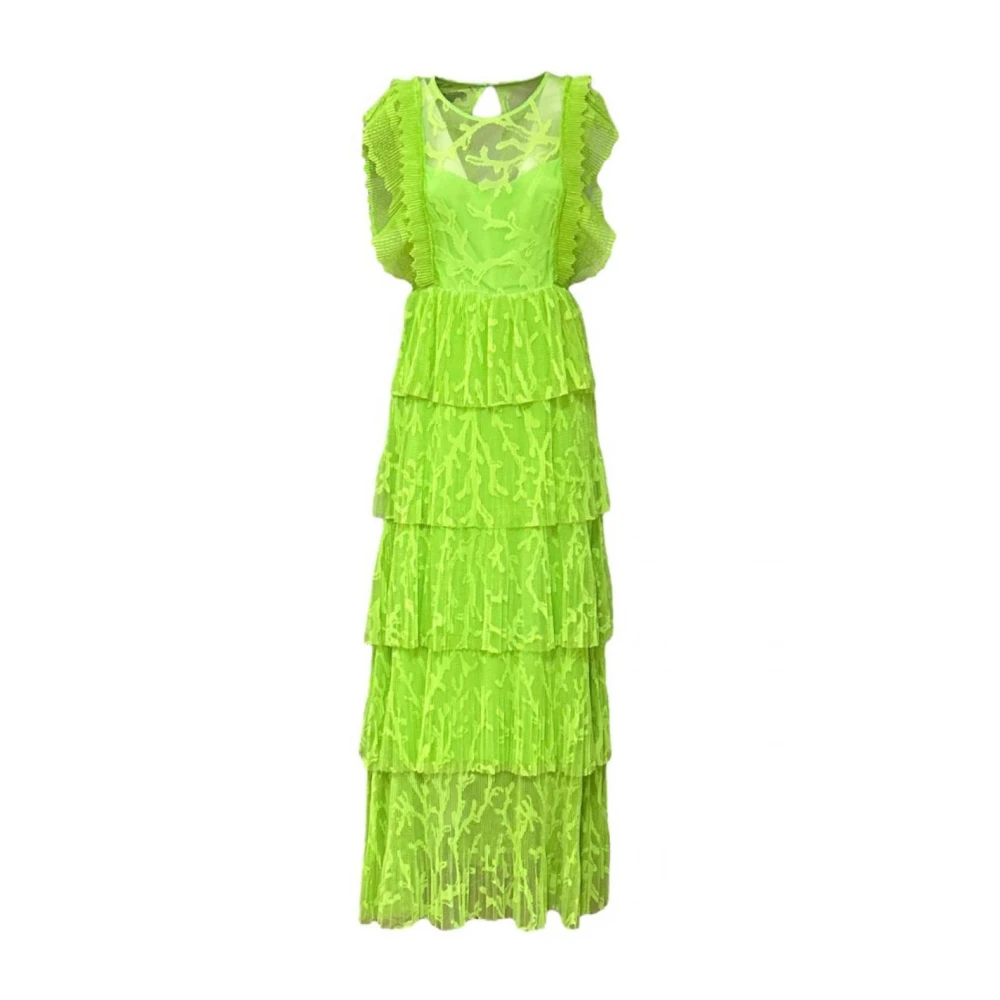 Beatrice .b Koraal Kant Geplooide Lange Jurk Green Dames