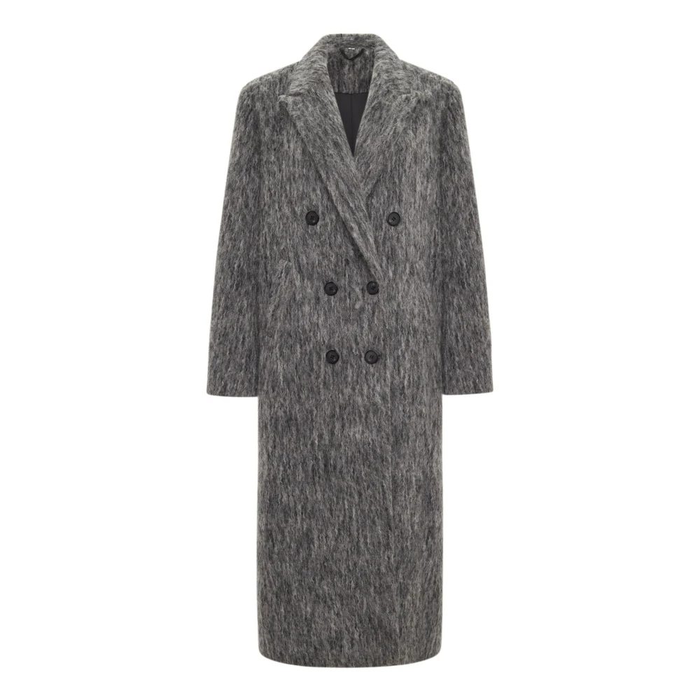 Cesare Gaspari Trendy Oversized Grijze Wollen Jas Eira Gray Dames