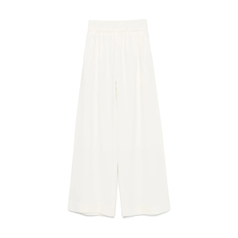 Mark Kenly Domino Tan Witte elastische tailleband casual broek White Dames