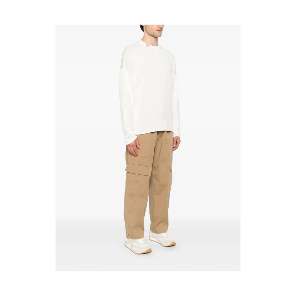 Isabel Benenato Witte Geribbelde Drop Shoulder Trui White Heren