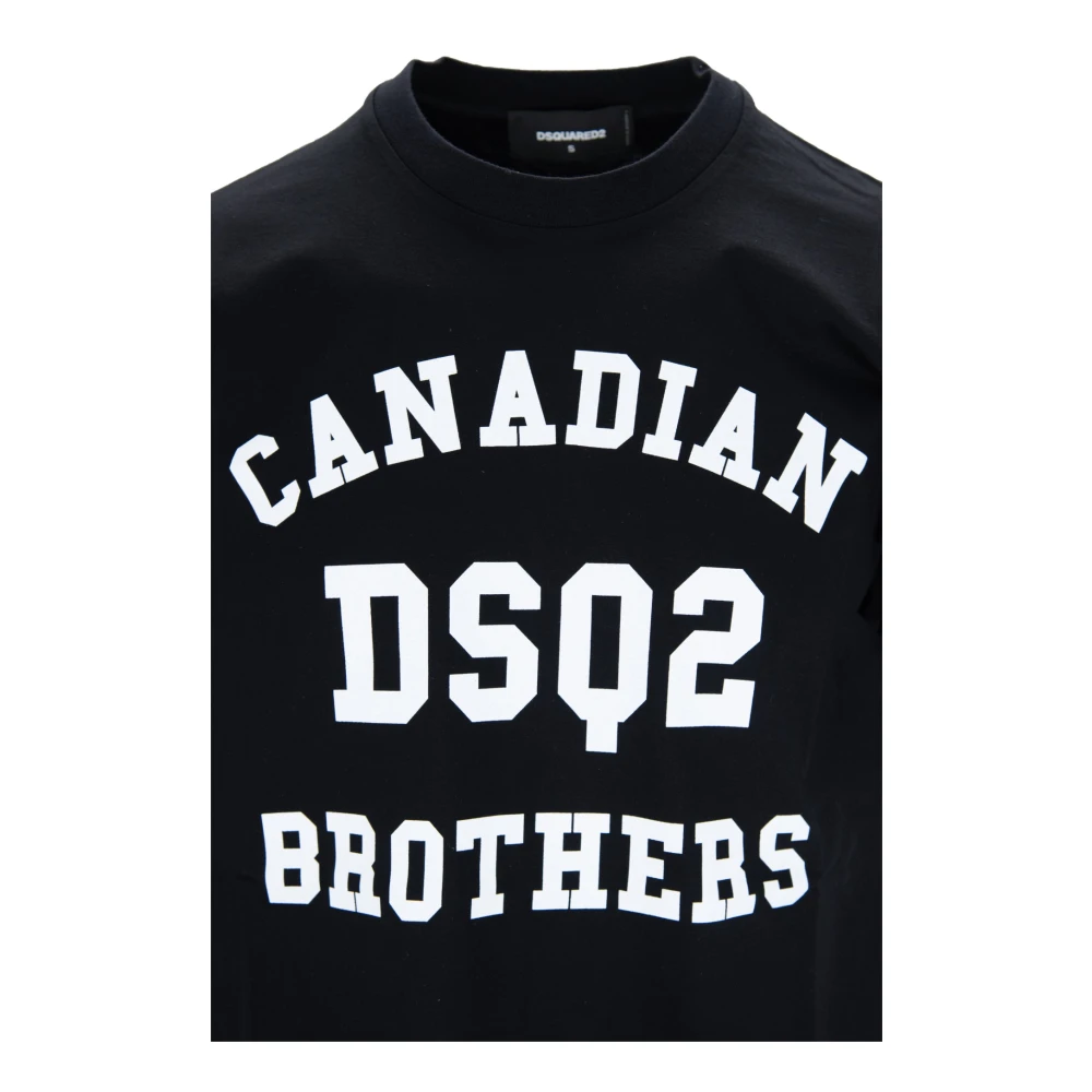 Dsquared2 Heren Bedrukt Katoenen T-Shirt Black Heren