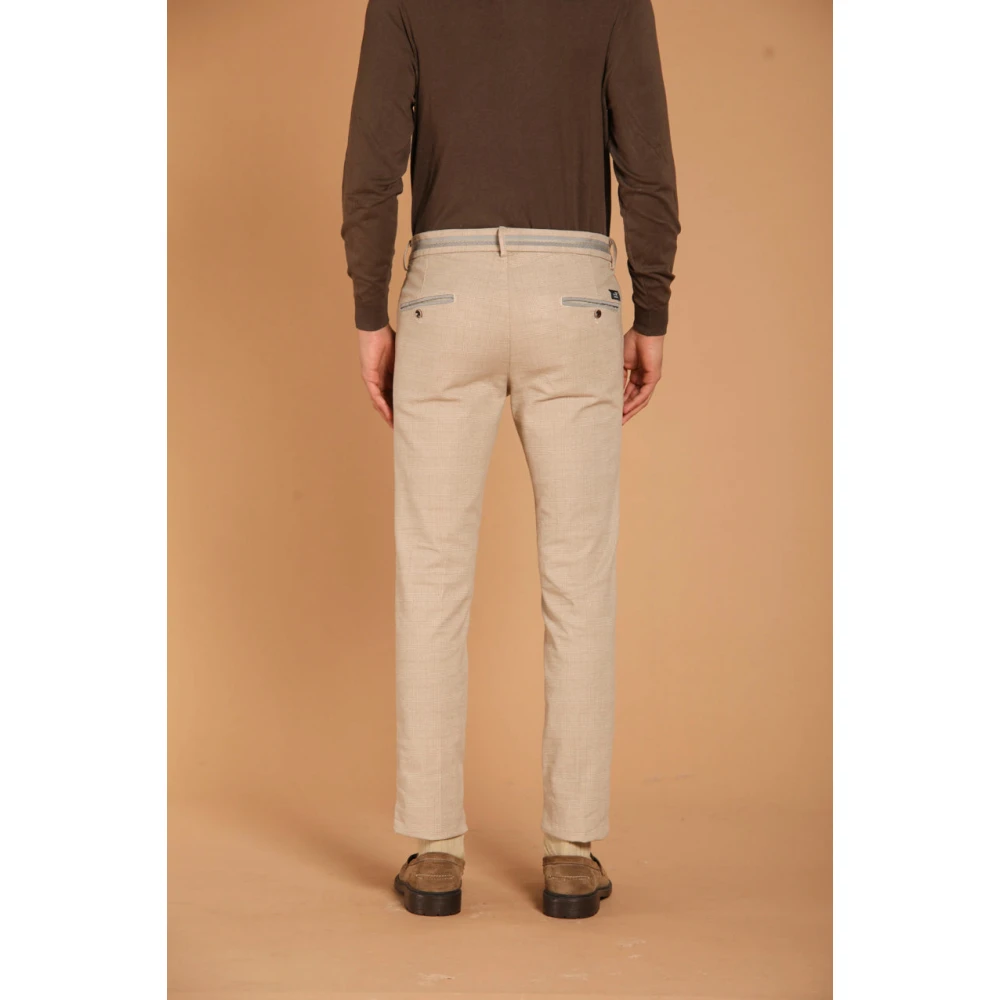Mason's Slim Fit Katoenen Chino Broek met Glen Check Patroon Beige Heren