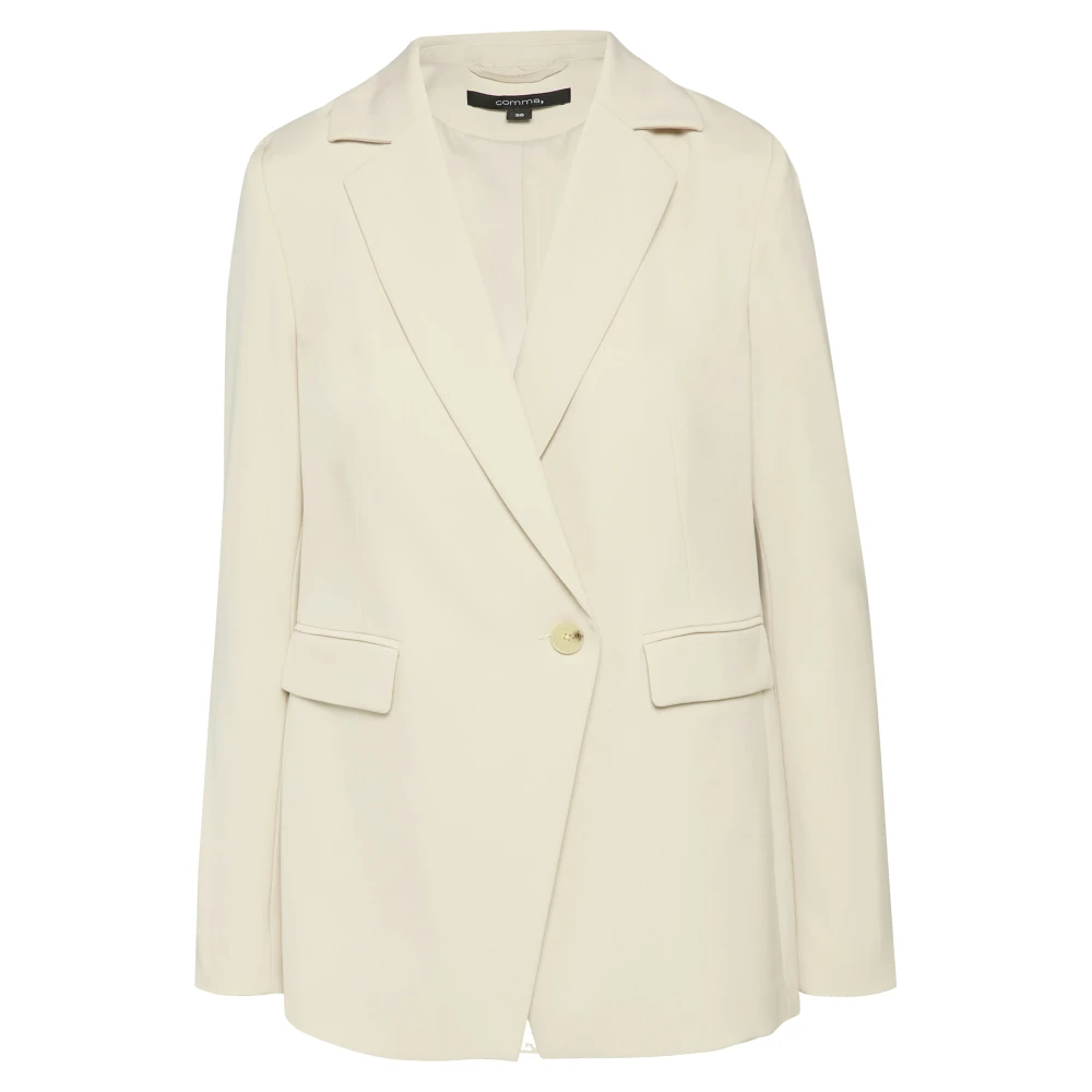 comma Blazer met knoop en reverskraag Beige Dames