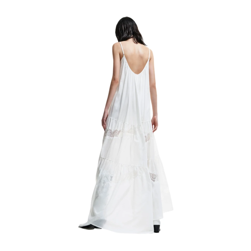 Aniye By Lange en wijde katoenen mousseline jurk White Dames