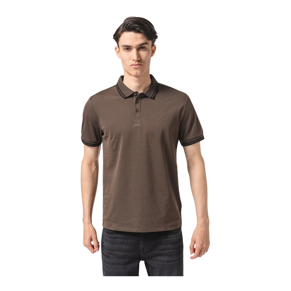 Guess Stretch Piqué Cotton Polo Marrons Brown Heren