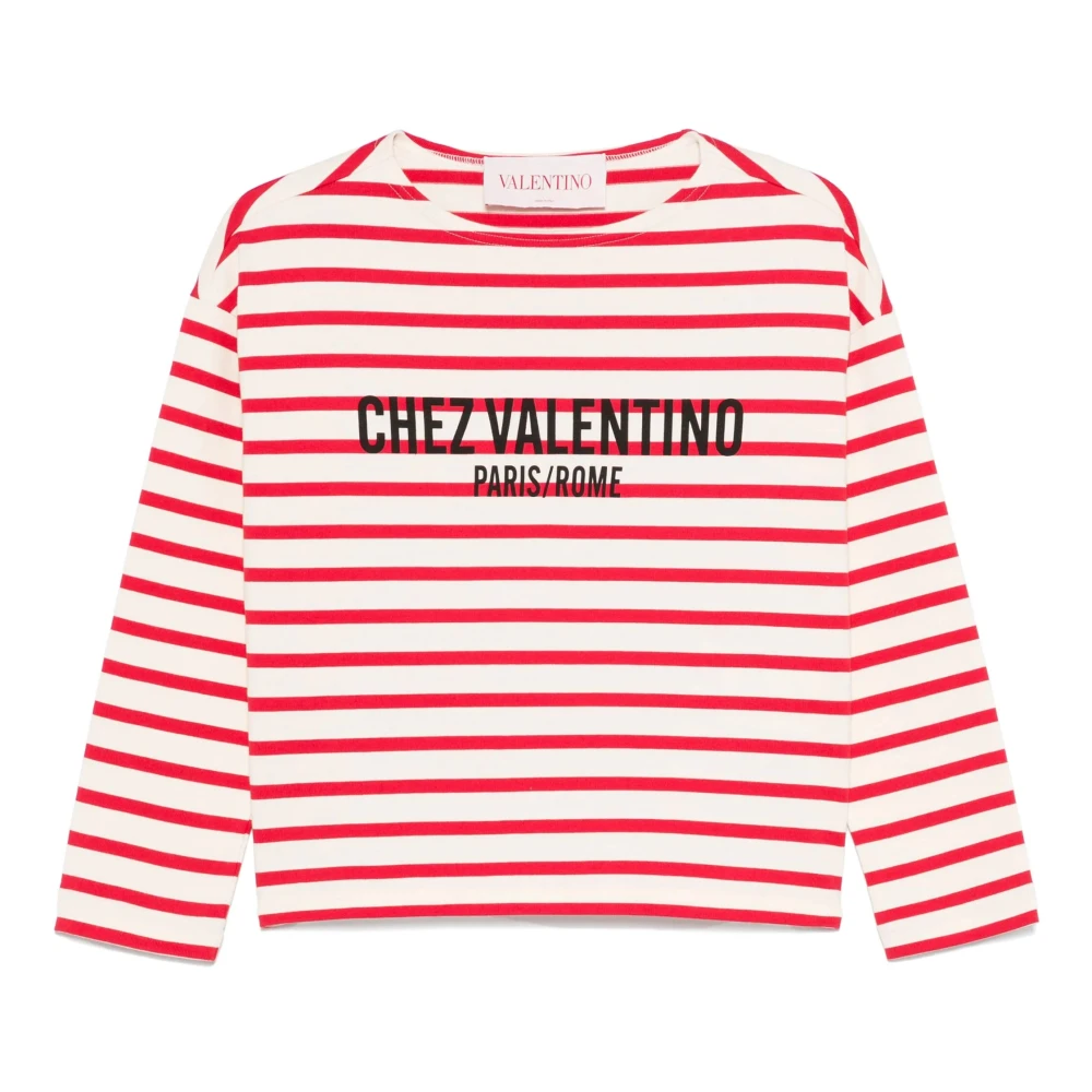 Valentino Garavani Gestreept Logo Longsleeve Shirt Red Dames