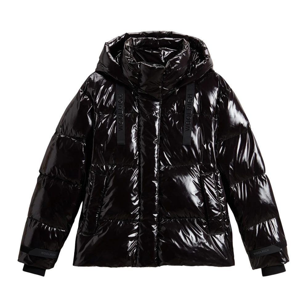 Woolrich Zwarte korte parka met eendendons Black Dames