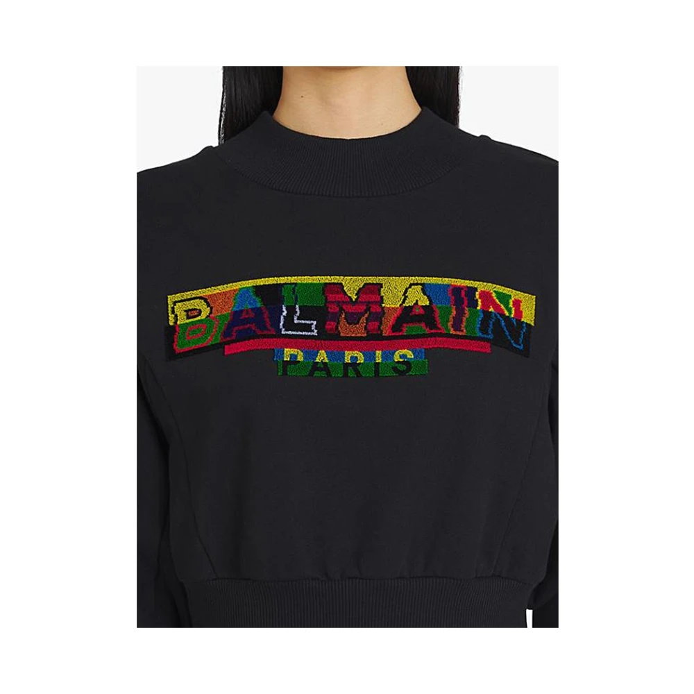 Balmain Zwarte Katoenen Sweatshirt Black Dames