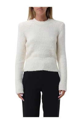 Beige Mohair Stickad Pullover Sweater
