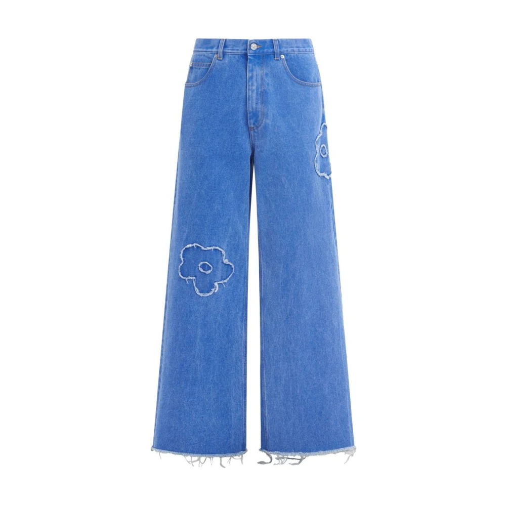 Marni Bloemenapplicatie Wide Leg Jeans Blue Heren