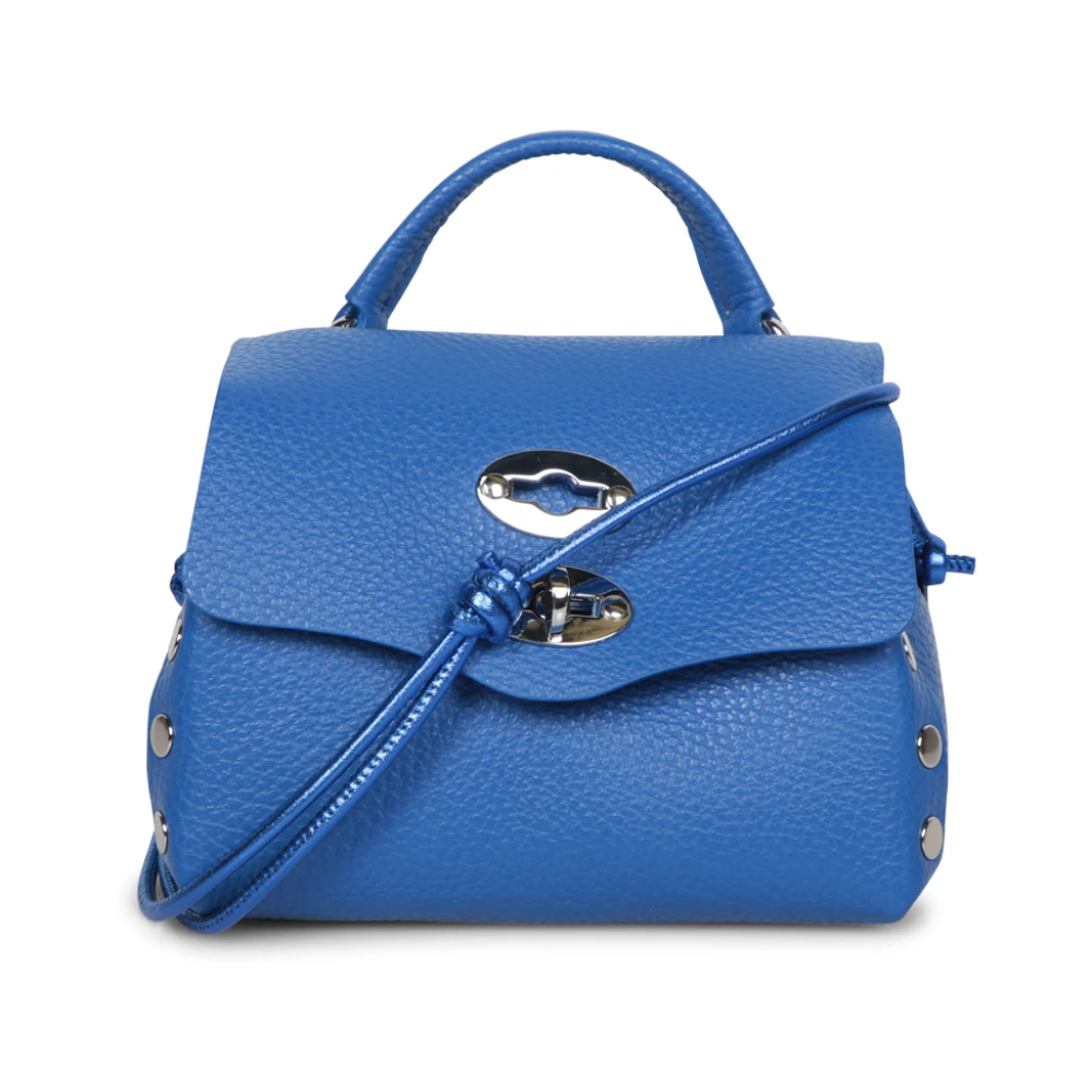 Zanellato Blauwe leren schoudertas met studs Blue Dames