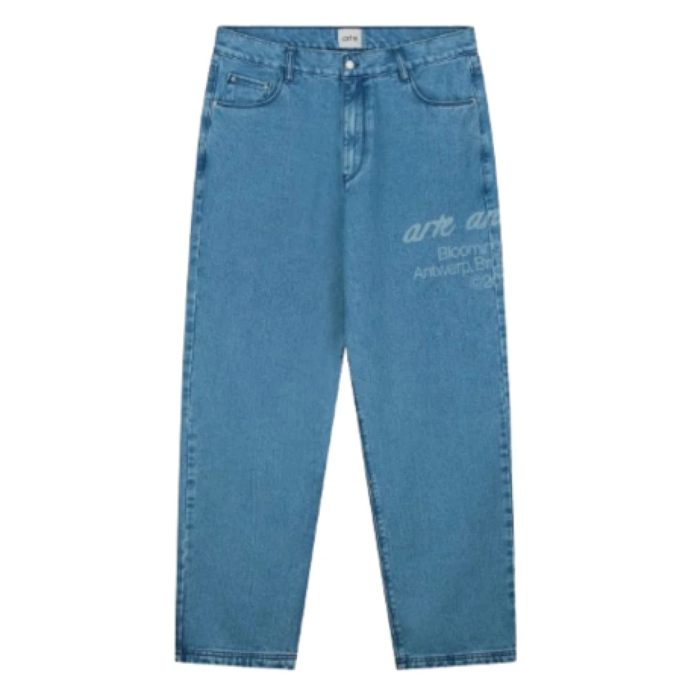 Arte Antwerp Bloemenprint Denim Broek Blue Heren