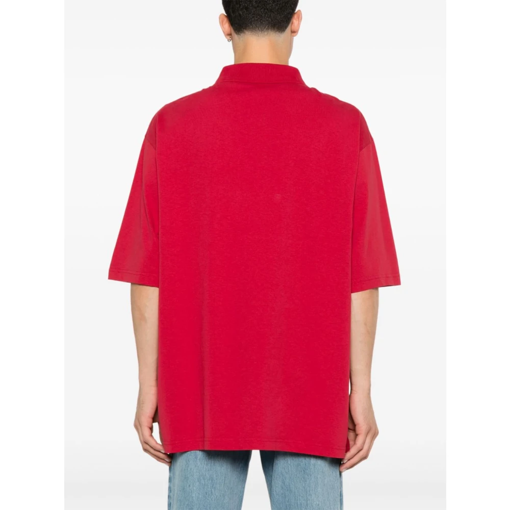 Martine Rose Gepaneelde Polo Shirt Riot Flyer Crest Red Heren