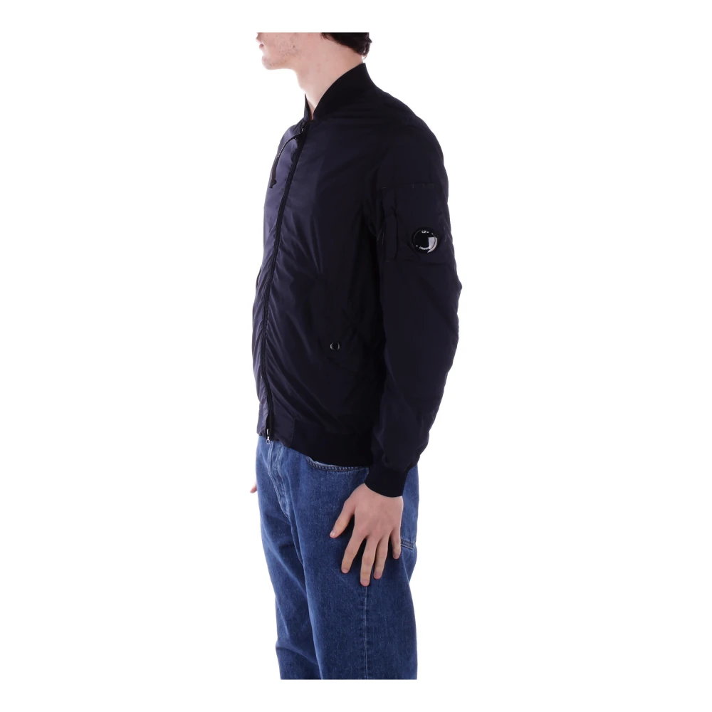 C.P. Company Slim Fit Logo Side Zip Coat Blue Heren