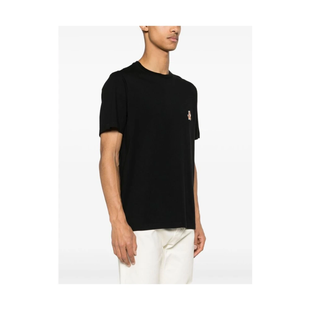 Maison Kitsuné T-shirt met handtekening vossenmotief Black Heren