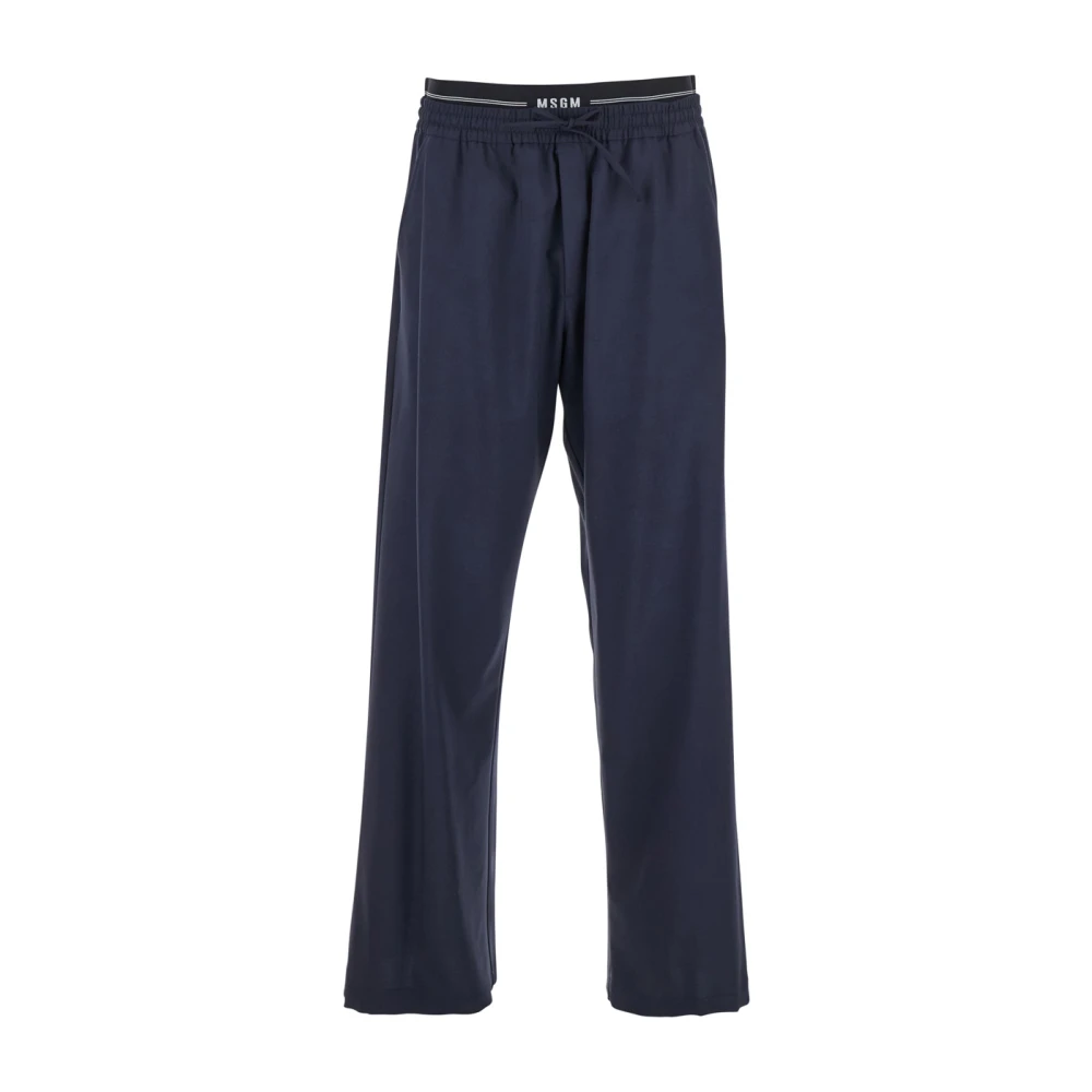Msgm Blauwe Logo Band Katoenen Trekkoord Broek Blue Heren