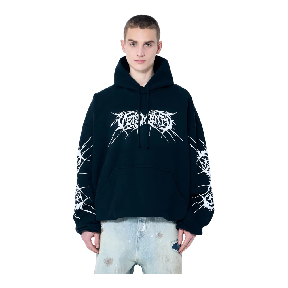 Vetements Grafische Print Cropped Hoodie Black Heren