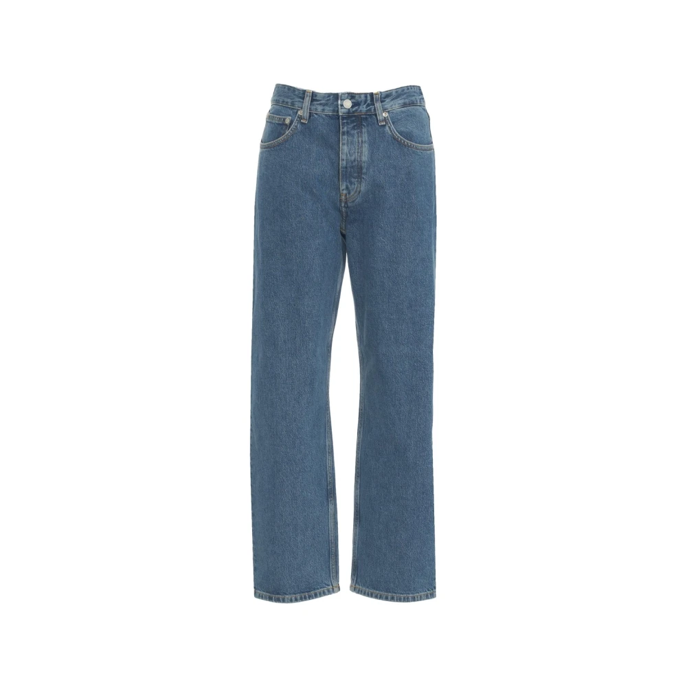 Won Hundred Blå Straight Fit Jeans med Logo Patch Blue, Dam