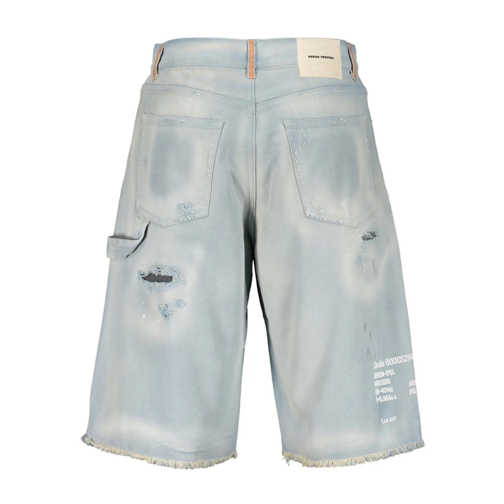 Heron Preston Denim Shorts met Franje Afwerking Blue Heren