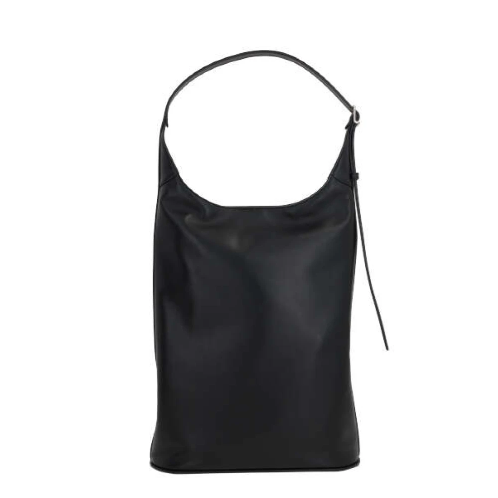 Durazzi Milano Zwarte leren schoudertas met zilveren hardware Black Dames