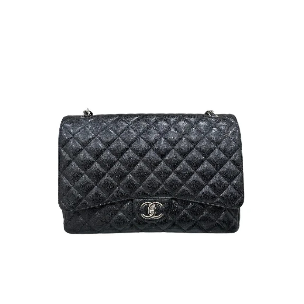 Tweedehands Zwarte Leren Chanel Flap Tas Chanel Vintage Dames