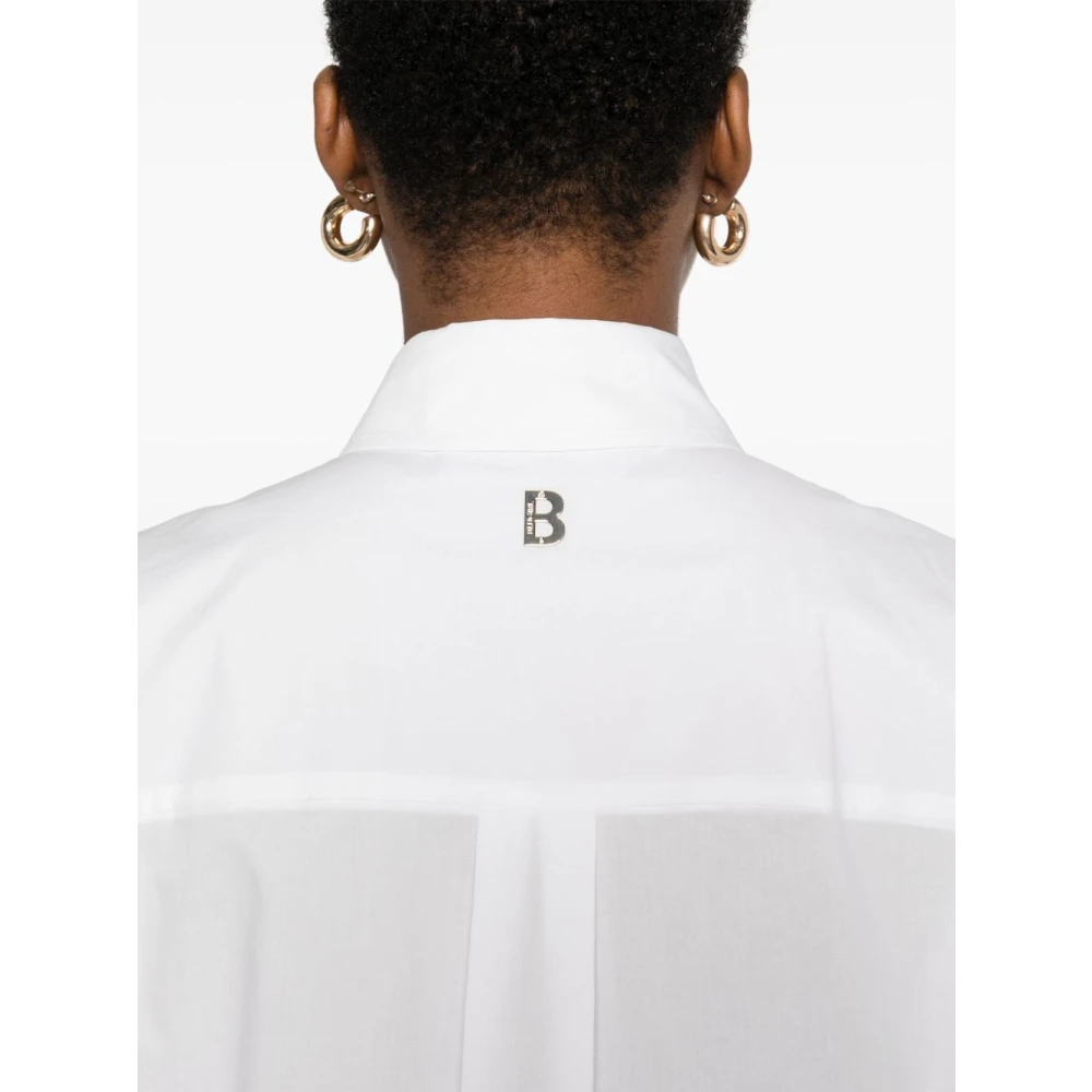Blugirl Witte overhemd met knoopmanchet en gebogen zoom White Dames