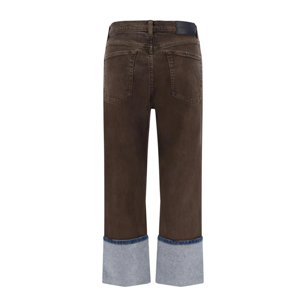 pinko Hoge Omslag Denim Broek Brown Dames