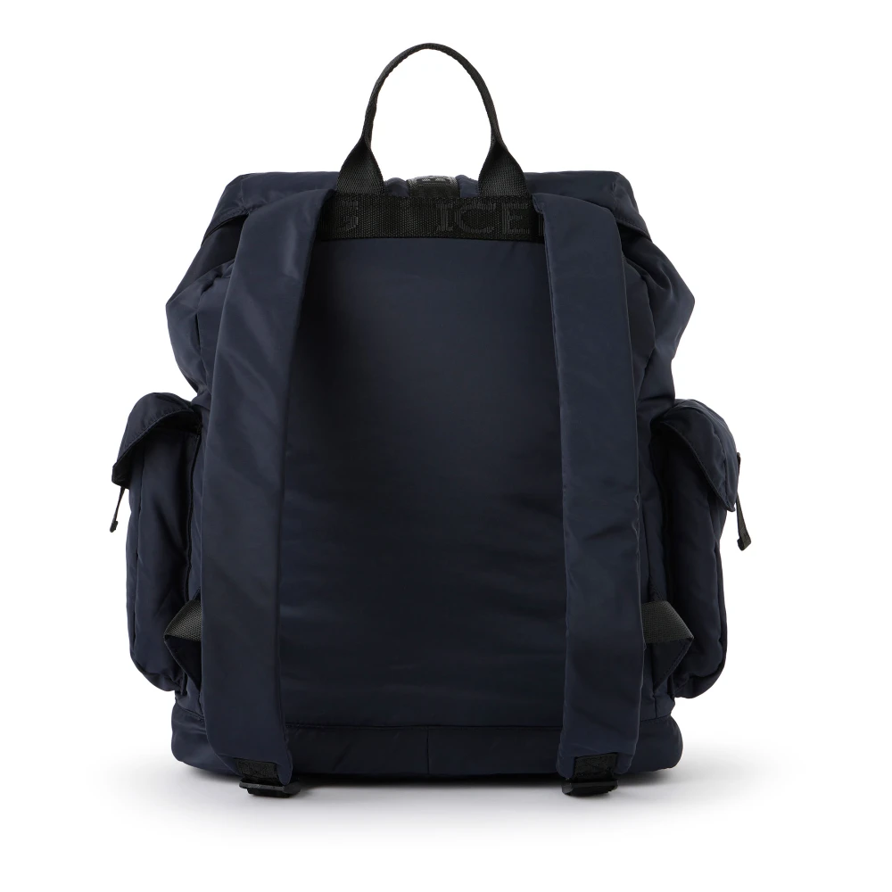 Iceberg Blauwe zachte nylon rugzak met gepersonaliseerde details en logogesp Blue Heren