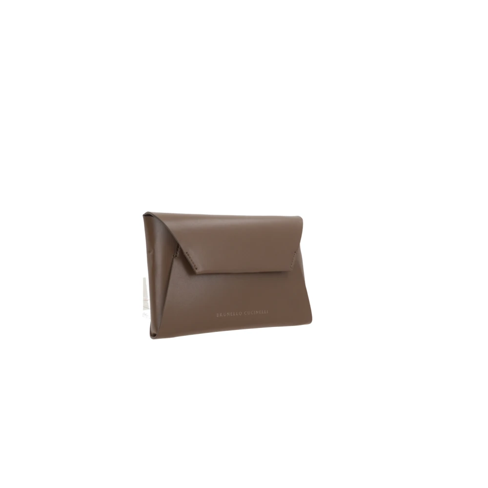BRUNELLO CUCINELLI Lichtbruine leren schoudertas met ketting Brown Dames