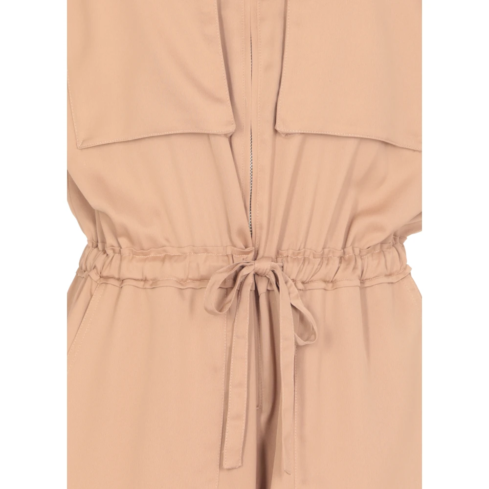 pinko Bruine Satijnen Jumpsuit Kraag Mouwloos Zakken Brown Dames