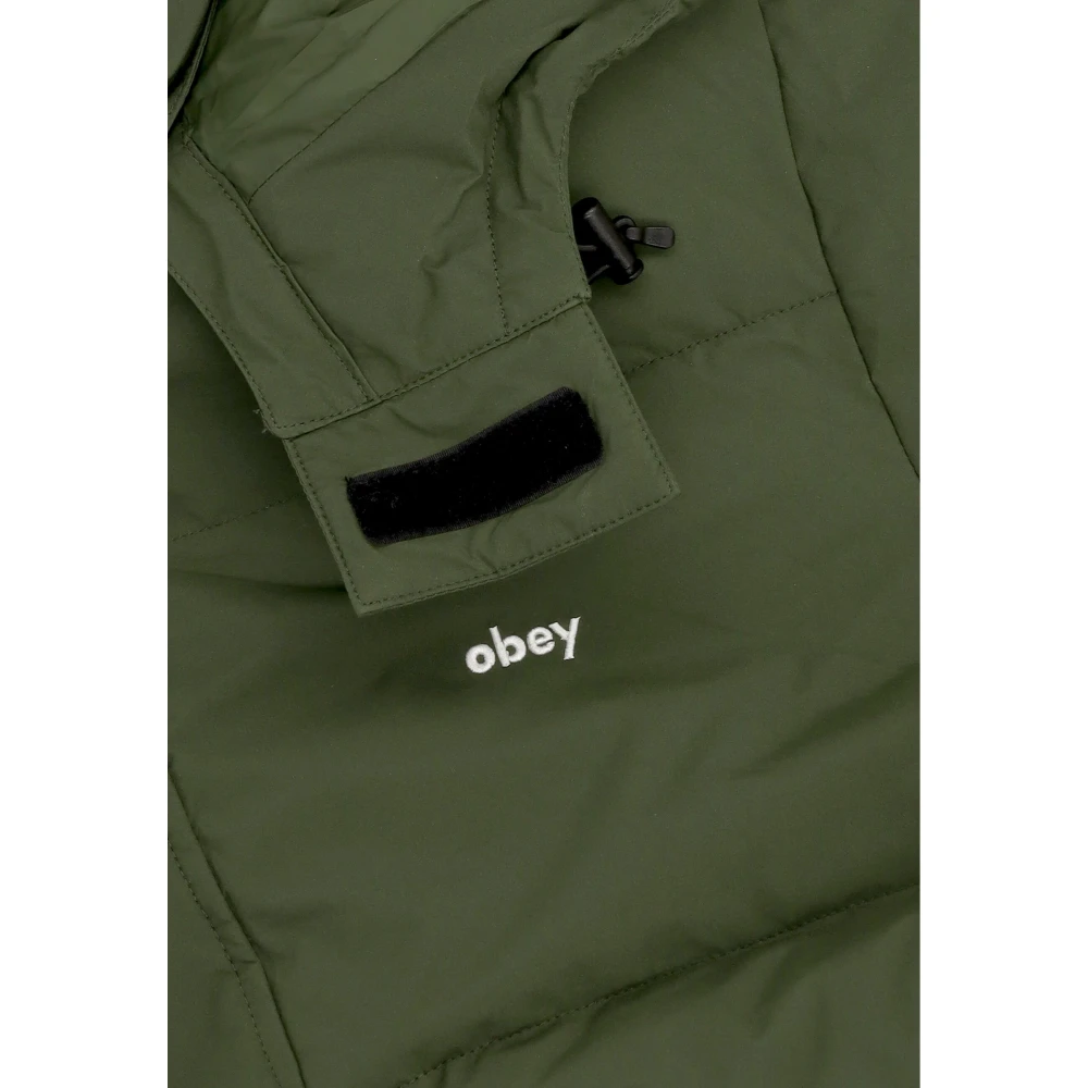 Obey Groene Puffer Donsjas met Hoge Kraag Green Heren