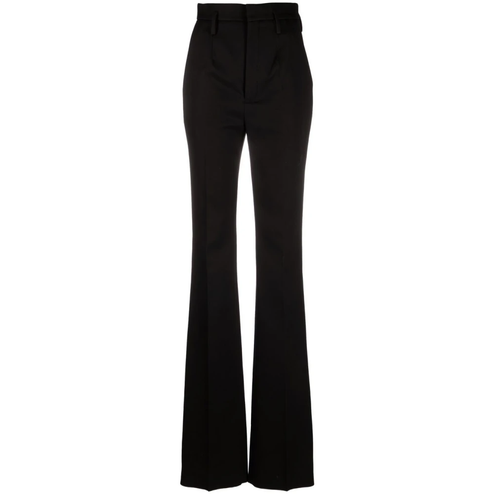 Saint Laurent Zwarte wollen flared broek Black Dames