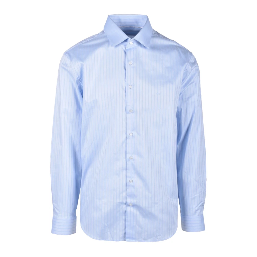 Calvin Klein Katoen Elastaan Shirt Blue Heren