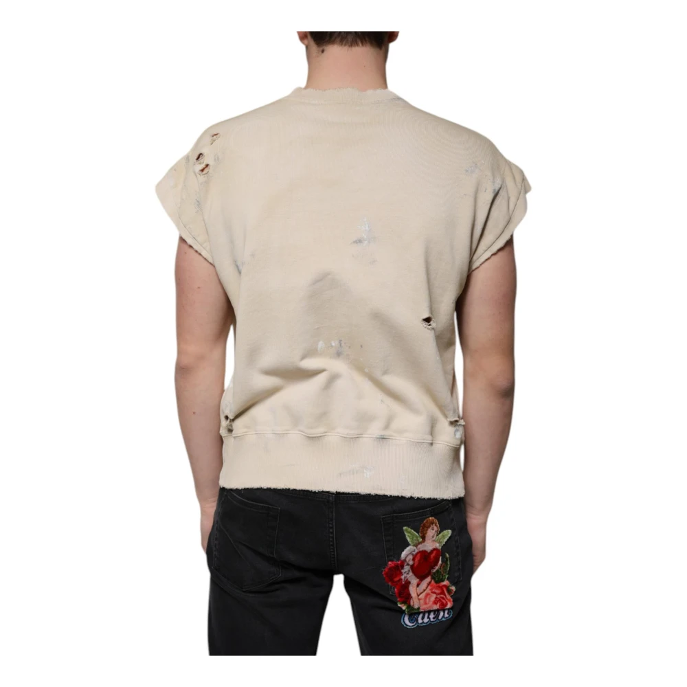 Dolce & Gabbana Beige Mouwloos Katoenen Crew Neck T-shirt Beige Heren