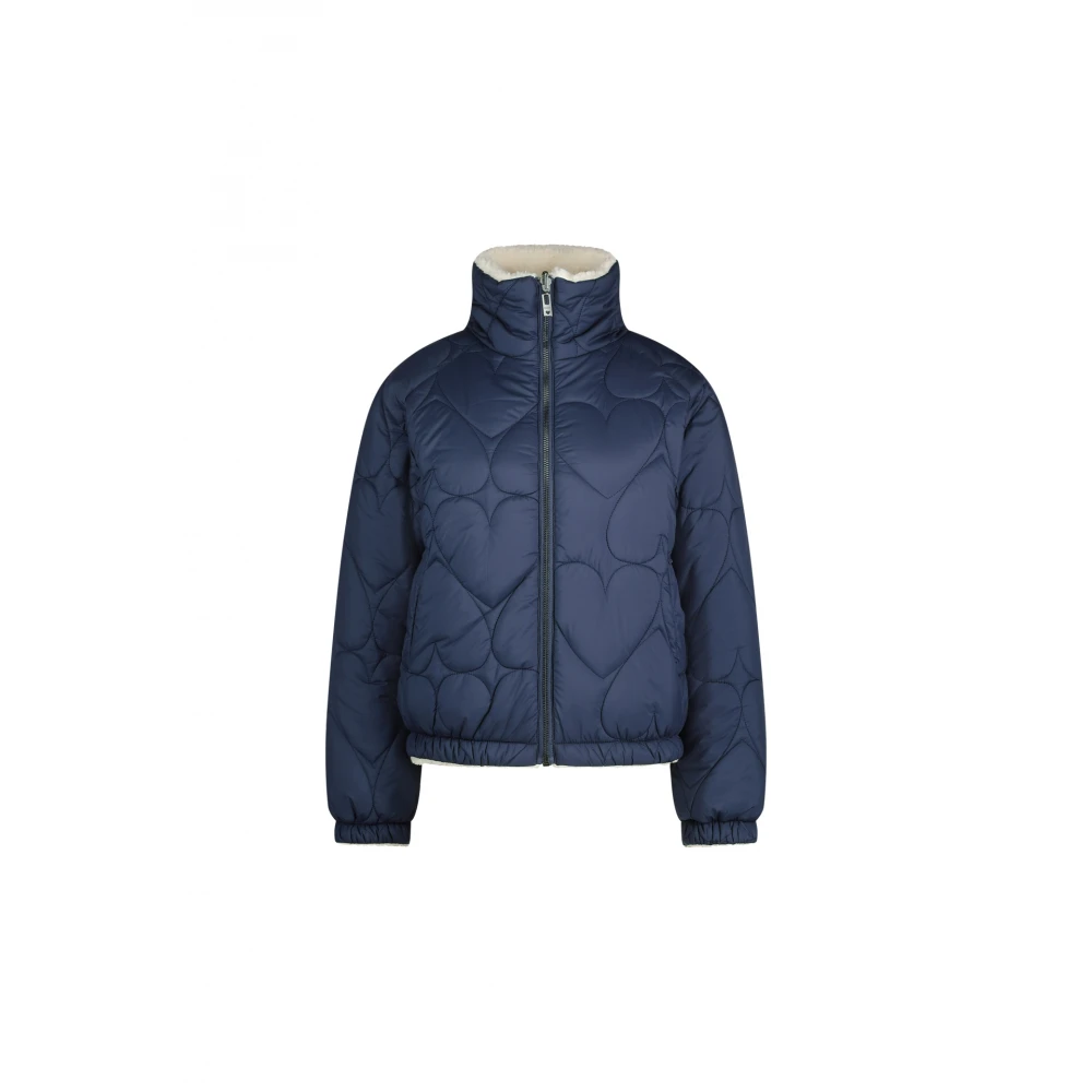 Fabienne Chapot Omkeerbare Hartprint Blauwe Jas Blue Dames