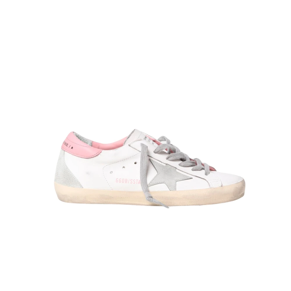 Golden Goose Super-Star Lädersneakers med Slitet Utseende White, Dam