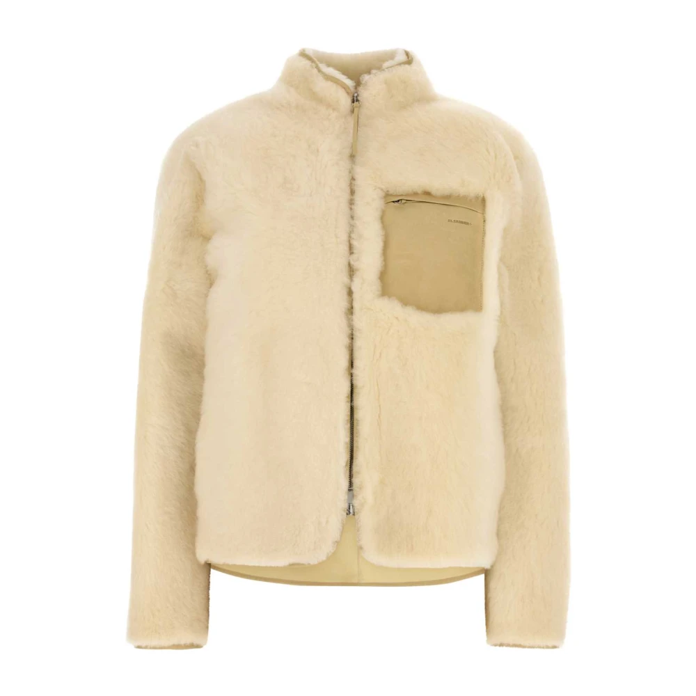 Jil Sander Shearling Jas in Zand Beige Dames
