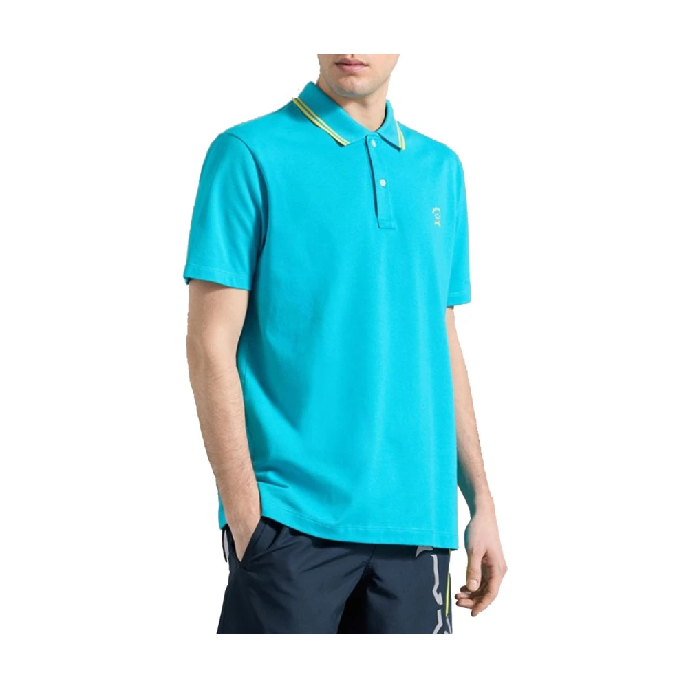 PAUL & SHARK Piqué Polo Shirt met Fluo Detail Blue Heren
