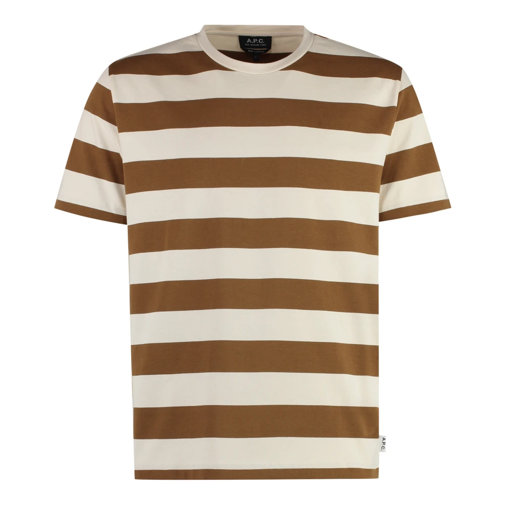 A.p.c. Gestreept Katoenen Crew-Neck T-Shirt Beige Heren