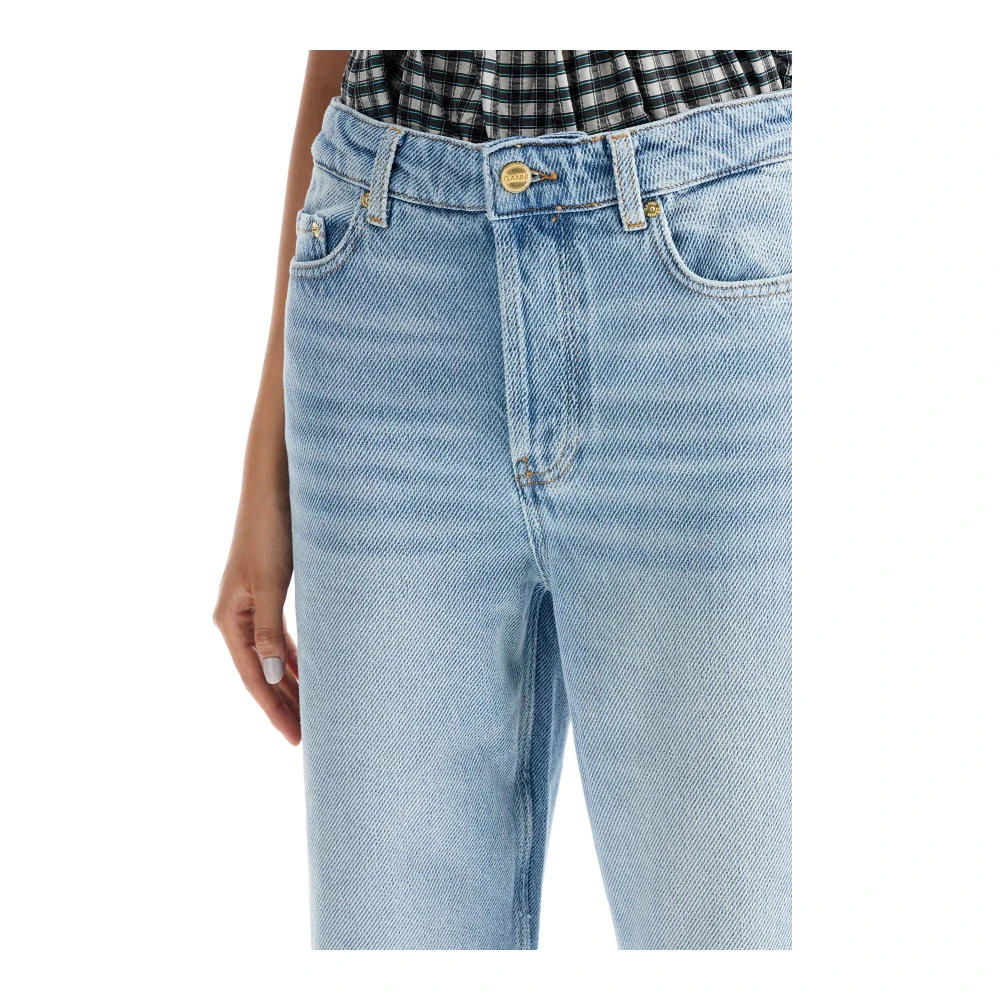 Ganni Relaxed Straight Leg Denim Jeans Blue Dames