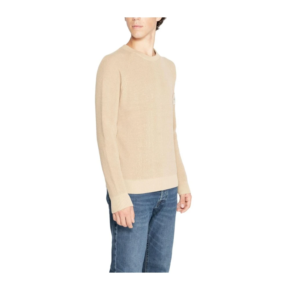 Calvin Klein Jeans Katoenen Trui Heren Gebreide Collectie Beige Heren